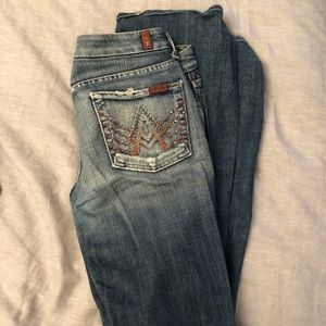 7 for all mankind distressed flare leg jean